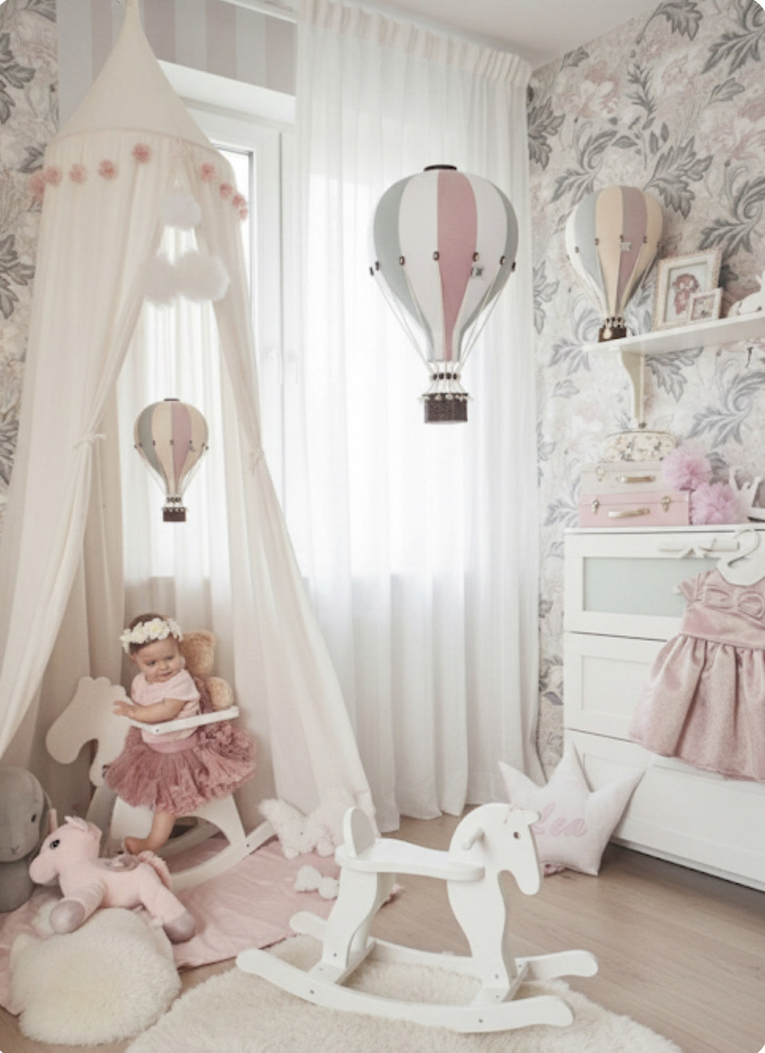 Pakabinamas dekoratyvinis oro balionas WHITE / MINT- GREY / LILAC