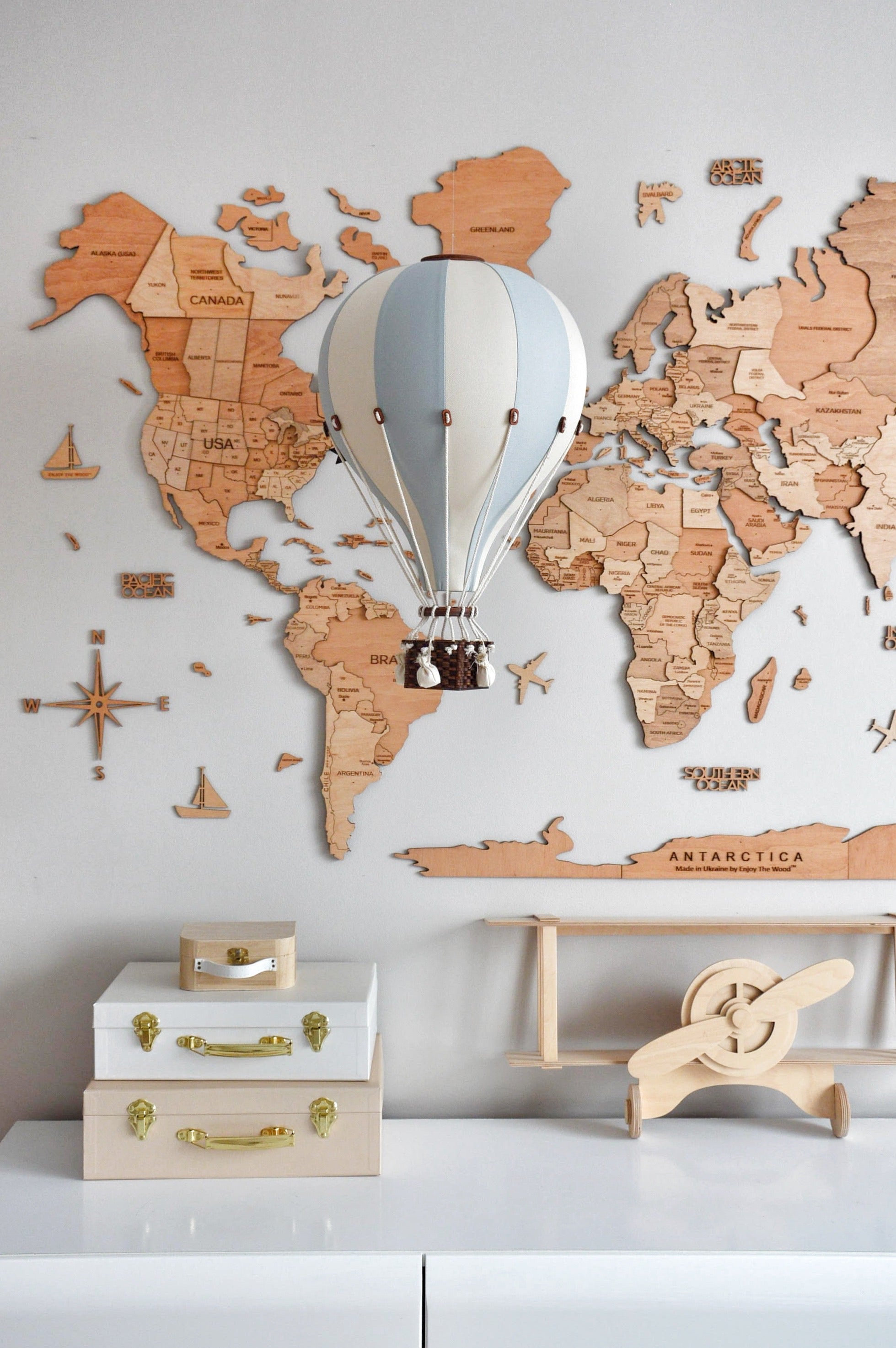 Pakabinamas dekoratyvinis oro balionas BEIGE/ MINT- GREY