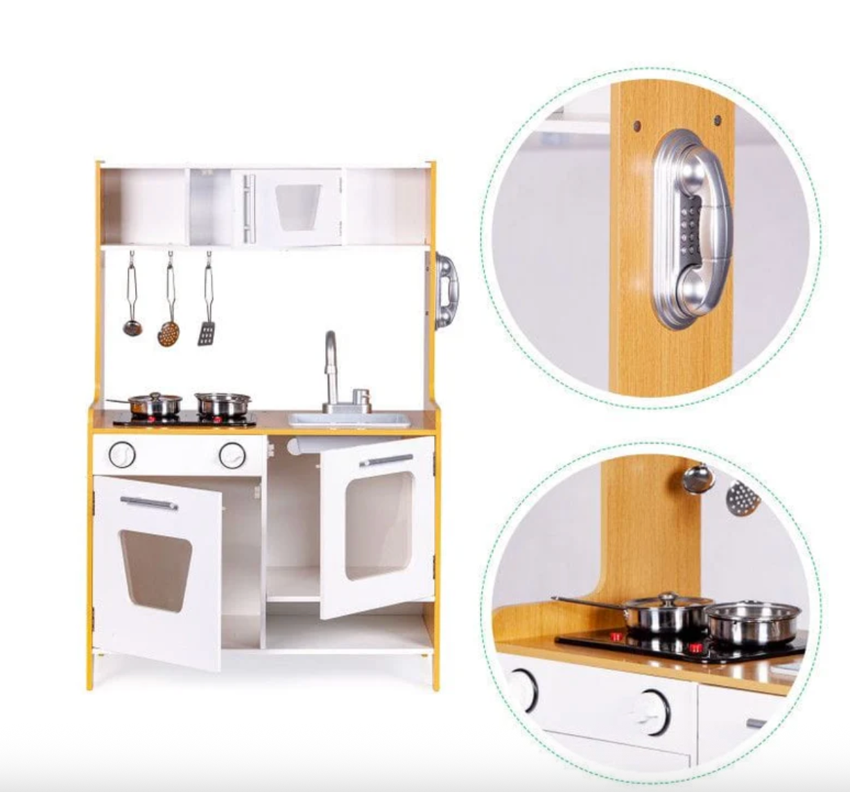 Medinė virtuvėlė su daugialypiais degikliais vaikams