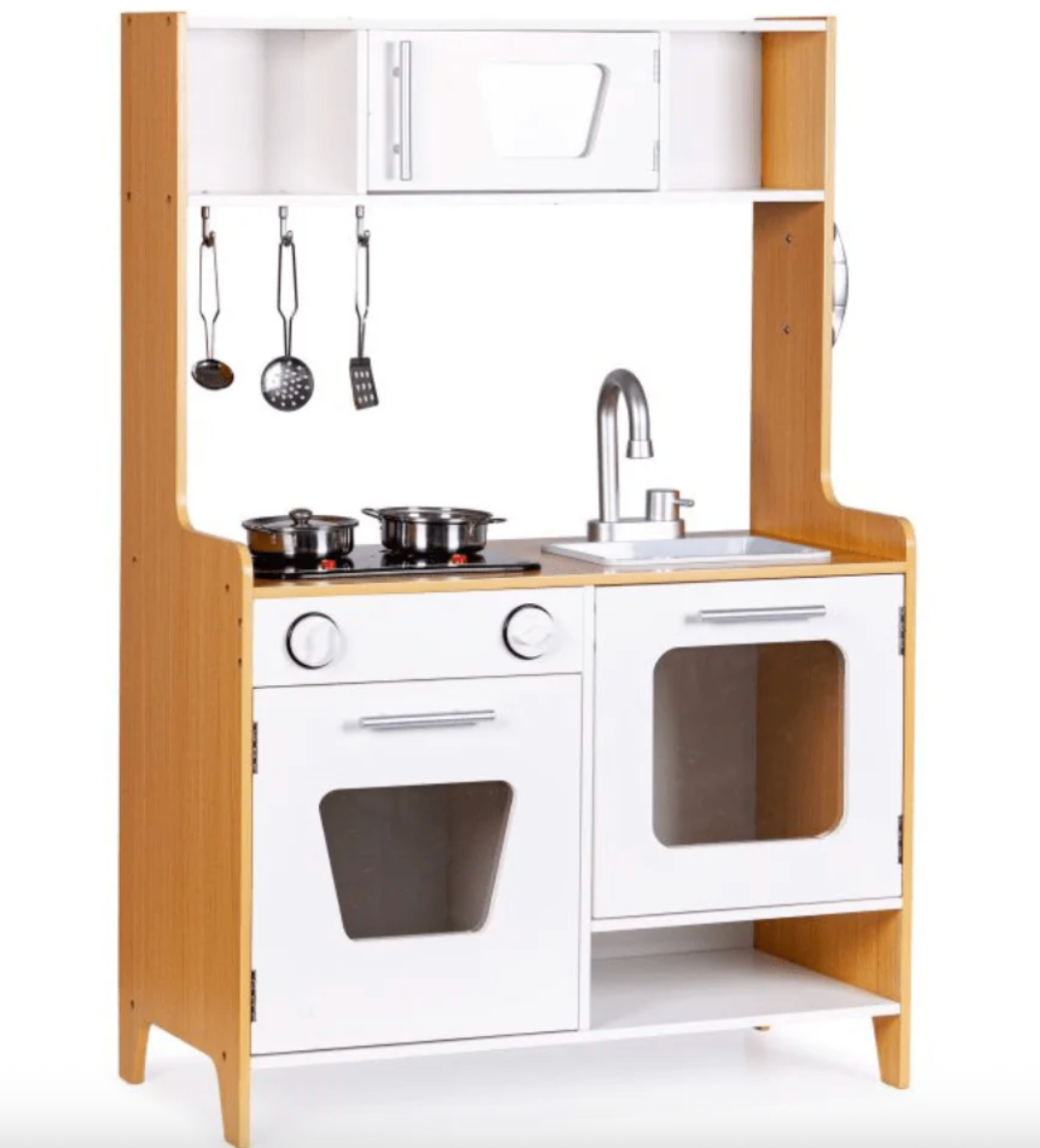 Medinė virtuvėlė su daugialypiais degikliais vaikams