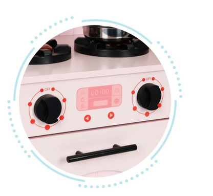 Rožinė medinė virtuvėlė vaikams