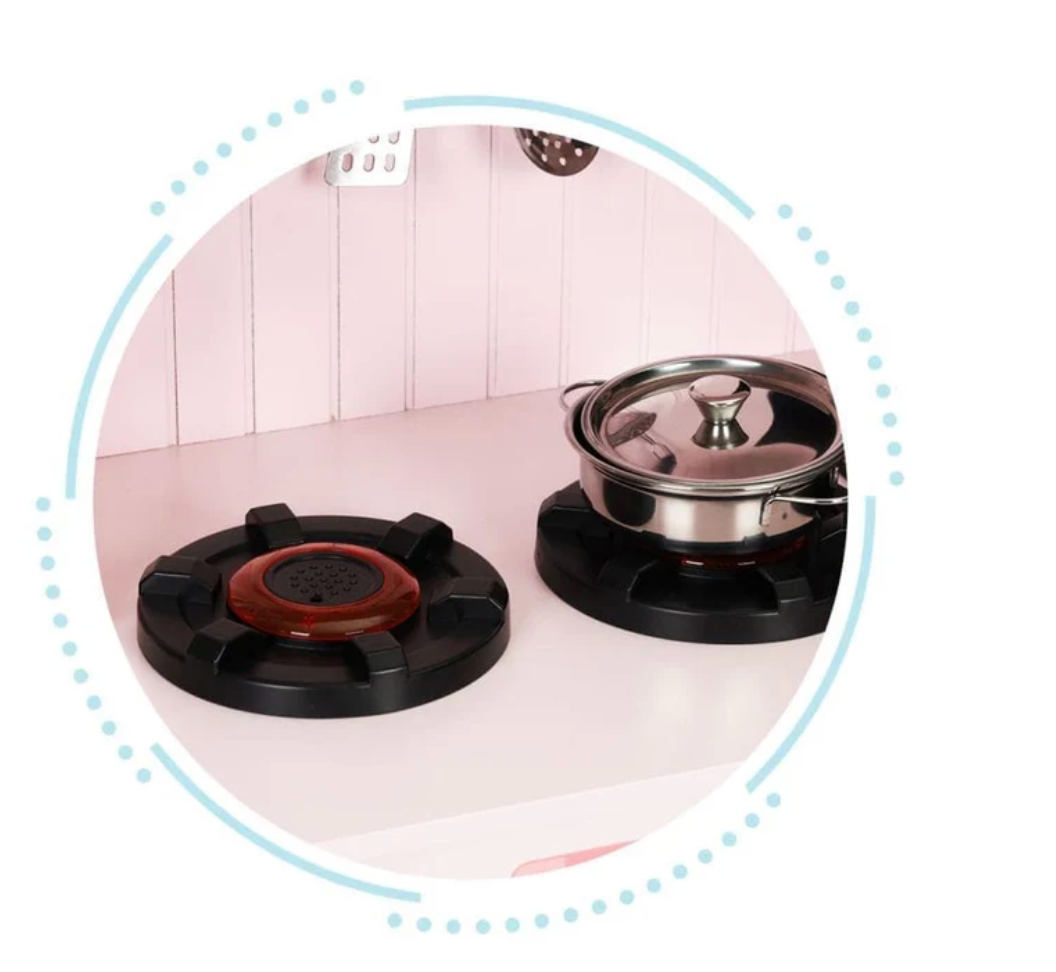 Rožinė medinė virtuvėlė vaikams