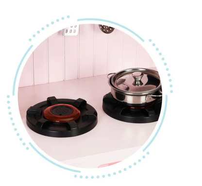 Rožinė medinė virtuvėlė vaikams