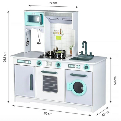 Didelė medinė vaikiška virtuvė su priedais